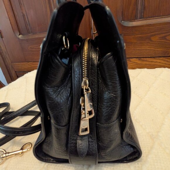 Coach Womens Mercer 30 Satchel Bag Black Leather Handbag Turnlock - Picture 4 of 12